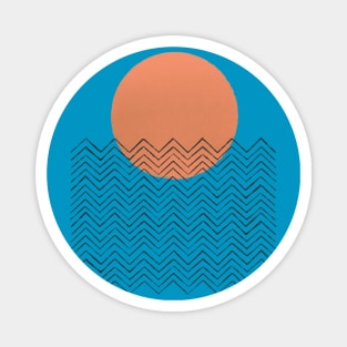 Abstract minimalist sun ocean landscape Magnet